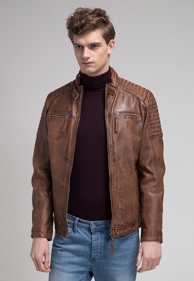 leather jacket camel