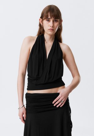 DRAPED HALTER  - Top - black