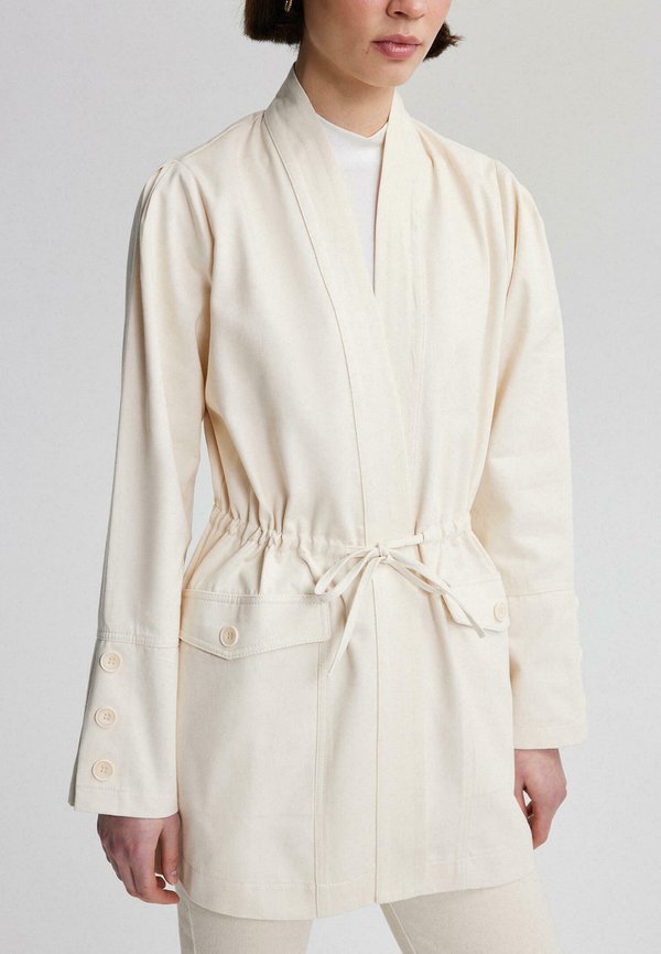 GABARDINE JACKET WITH GATHERED WAIST - Kurzmantel - beige