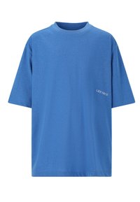 Blå bomulds t-shirt med afslappet pasform, korte ærmer og rund hals. Har et diskret hvidt "LES'ARCS" logo foran.