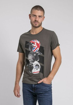 COL ROND PUR COTON JOAKIM - T-shirt imprimé - kaki