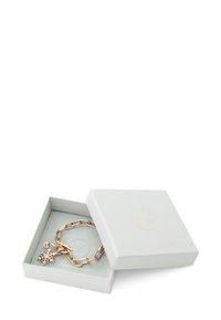 Gouden kettinkje met stervormige bedel en kleine ronde tag, gelegen in een lichtgrijs A&C Oslo sieradendoosje met gouden logo.