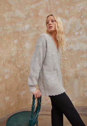 BOW STITCH LONGLINE CARDIGAN - Cardigan - cloud grey