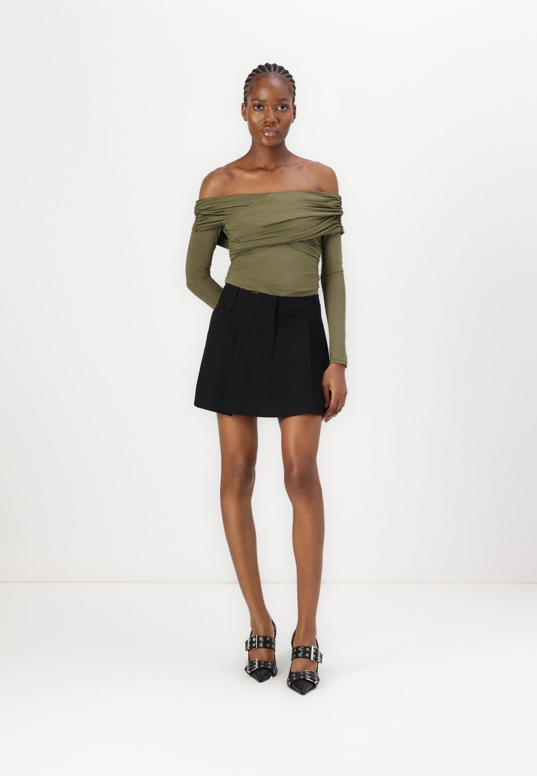 Army green off the shoulder top hotsell