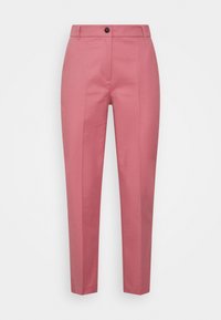 Rosa skräddarsydda byxor med rak passform, med knappstängning och bältesslingor. Tyget har en slät yta och en ren design.