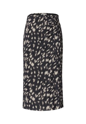 Street One, MIDI SKIRT MADE OF MESH WITH GATHERED DETAILS - Jupe trapèze - black