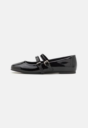 Ankle strap ballet pumps - black