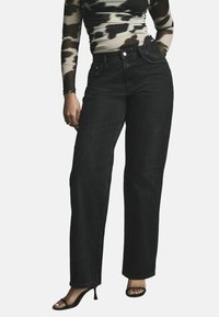 PETITE FIT  HOURGLASS BAGGY  WIDE LEG - Jeans straight leg - black