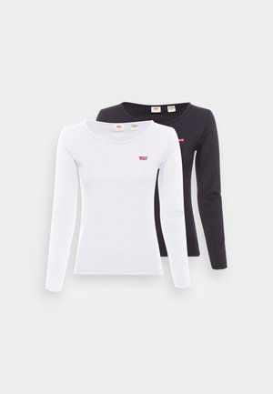 TEE 2 PACK - Long sleeved top - caviar/white
