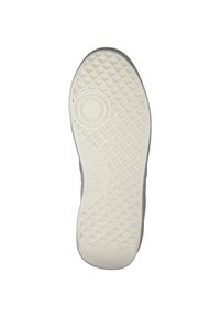 Sole di sneakers bianche con una superficie testurizzata a motivo diamante. Presenta un accento circolare e il marchio "Gola" vicino al tallone.