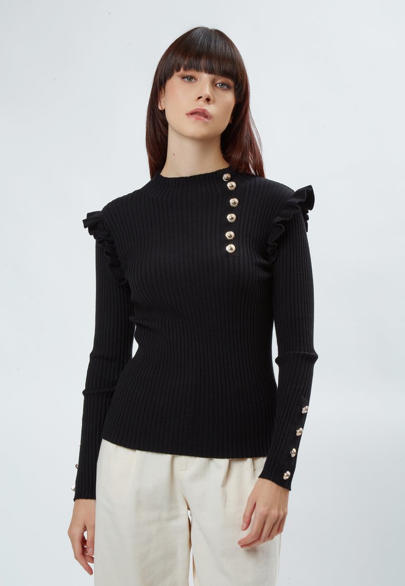 INFLUENCER DECORATIVE BUTTON - Maglione - black
