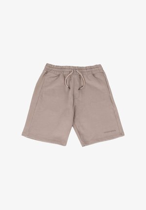 Lyst beige shorts lavet af blødt stof, med elastisk talje og snøre, to sidelommer og en subtil logoaccent.