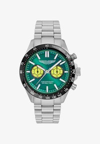 Seleccionado, silver-tone and green