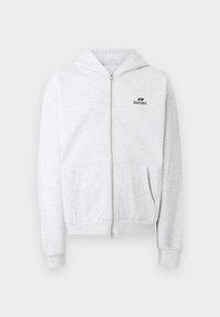 Ανοιχτό γκρι φούτερ με φερμουάρ, εμπρός τσέπες και μικρό μαύρο λογότυπο «bareen» στο στήθος, με ριμπ μανσέτες και τελείωμα.