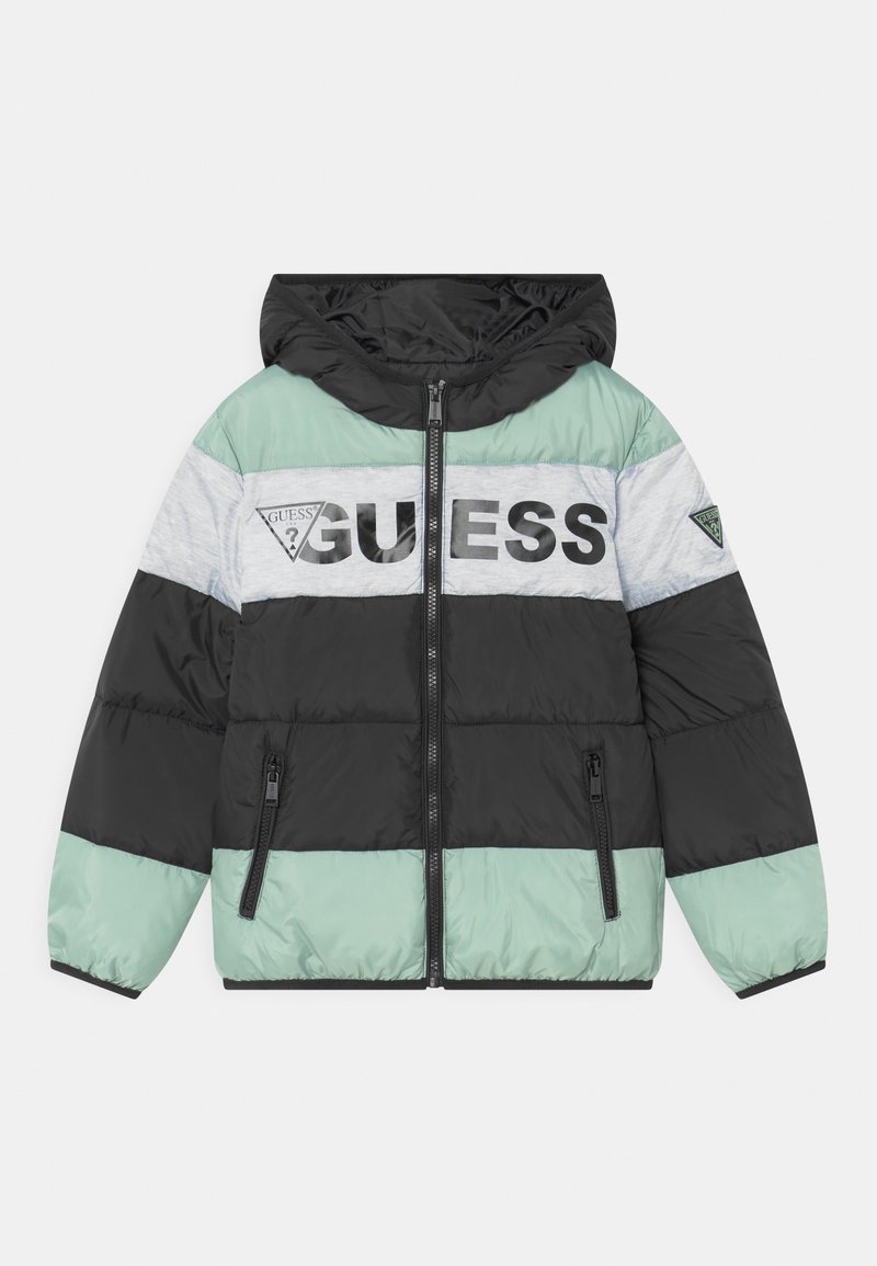 Guess JUNIOR HOODED PADDED Winter jacket black/grey/black Zalando.de