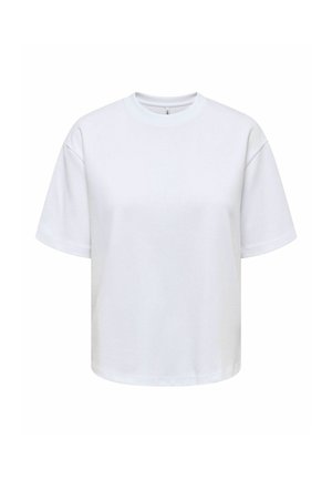 T-shirt en coton blanc uni à manches courtes, col rond et coupe décontractée, présenté sur fond blanc.