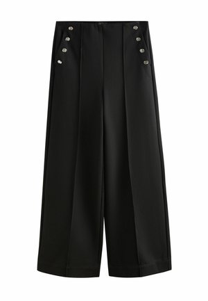 Next, PETITE FIT - PONTE WIDE LEG TROUSERS WITH BUTTON DETAILING - Bukser - black