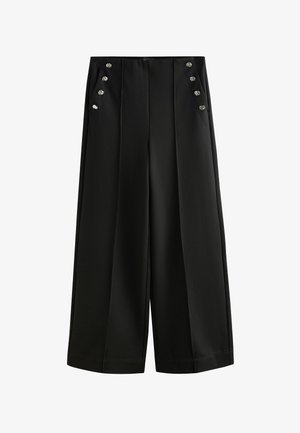 Next, PETITE FIT - PONTE WIDE LEG TROUSERS WITH BUTTON DETAILING - Bukser - black
