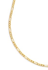 Goldfarbene Gliederkette mit verlängerten, ineinandergreifenden ovalen Gliedern, die eine glatte Oberflächenbeschaffenheit und einen polierten Look aufweisen.
