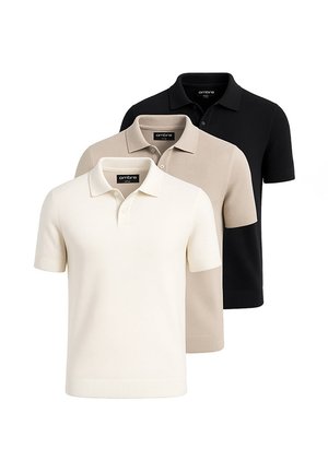 PACK OF 3 - Poloshirt - black/off white/beige