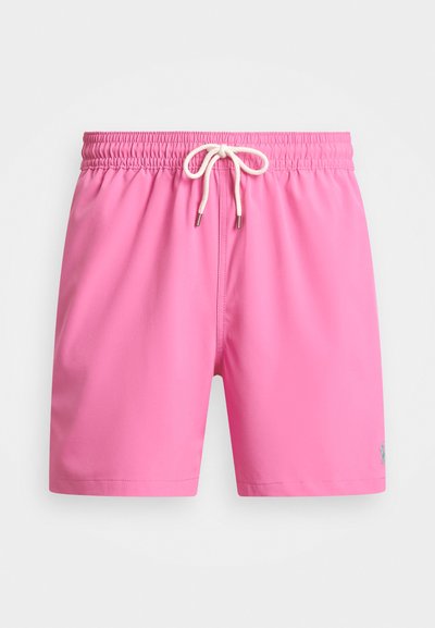 Rozā peldkostīmu šorti ar elastīgu jostasvietu, krēmkrāsas auklu un mazu logo detaļu apakšējā labajā stūrī. Izgatavoti no viegla auduma.