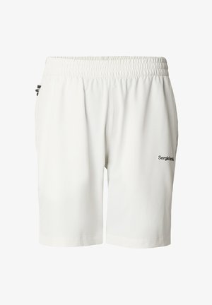 Witte korte broek met elastische tailleband, zijzakken en een klein zwart "Sergio Tacchini" logo op de rechterdij.