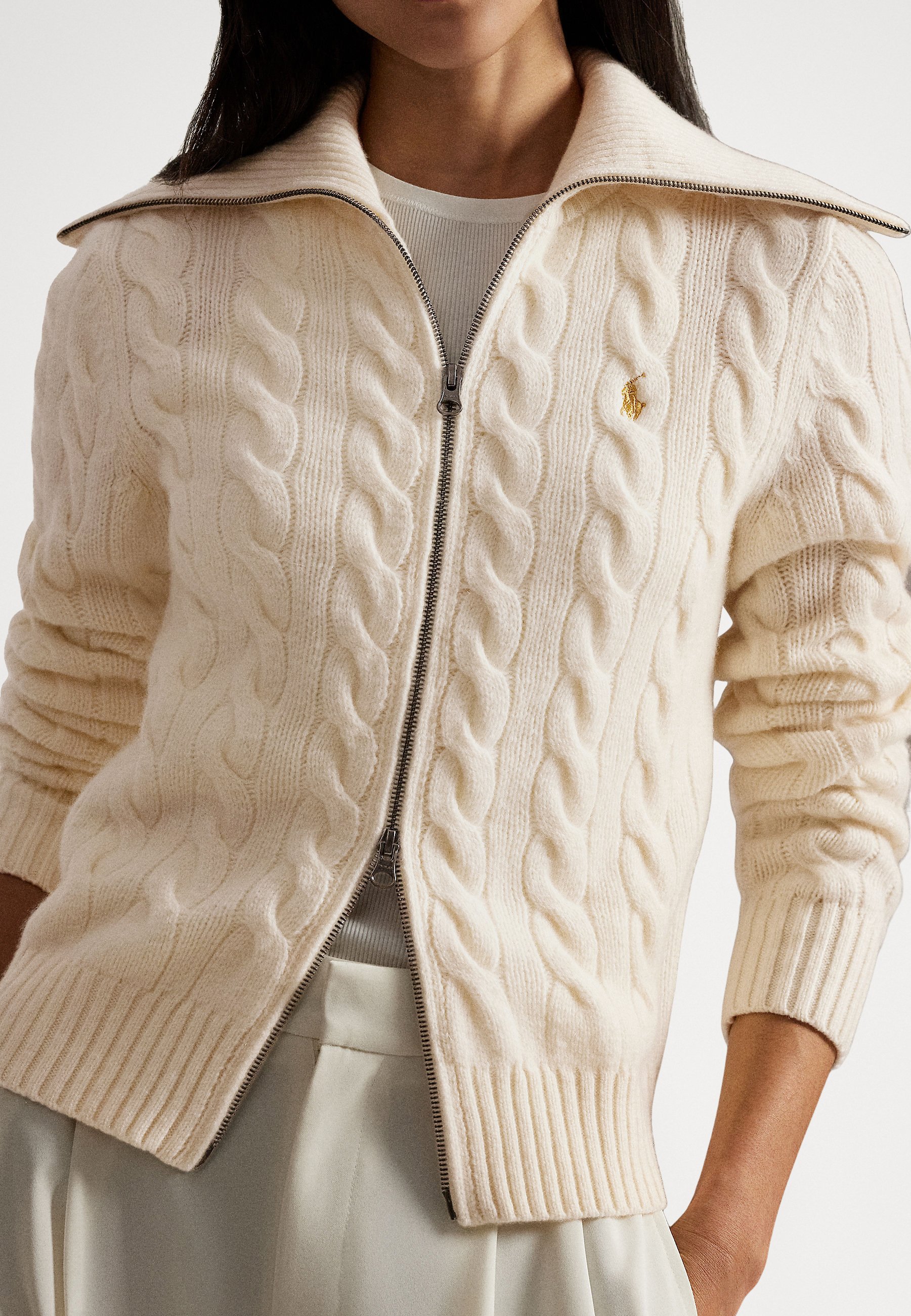 Polo Ralph Lauren CABLE WOOL-CASHMERE FULL-ZIP SWEATER - Cardigan