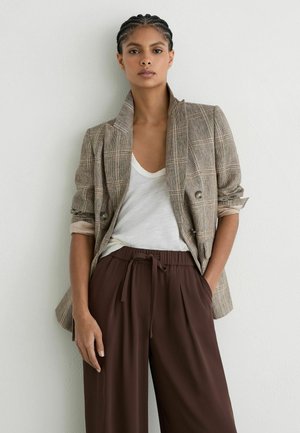 Reiss, REGULAR FIT - AIMEE DRAWSTRING WIDE-LEG TROUSERS - Püksid - chocolate brown