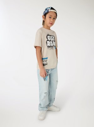 Terranova, CON STAMPA GRAFFITI E STRAPPI - Jeans a sigaretta - blu denim chiaro