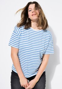 Studio Untold STRIPED CITY EMBROIDERED SHORT SLEEVE - Triko s potiskem - azure
