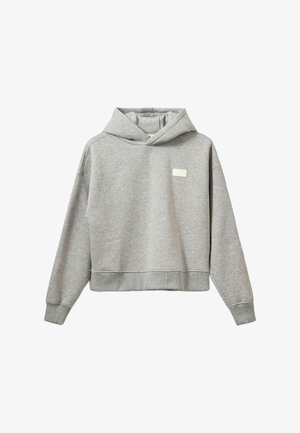 Siva skrajšana kapuca iz mešanice mehkega bombaža. Ima kapuco, dolge rokave in majhen pravokoten logotip na sprednji strani.