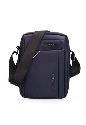 Borsa a tracolla in nylon navy con dettaglio in rilievo "FREE TIME", tracolla regolabile, tasca con zip frontale e superficie liscia.