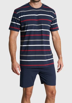 RUNDHALS KLIMA AKTIV BÜG SET - Pyjamas - navy gestreift