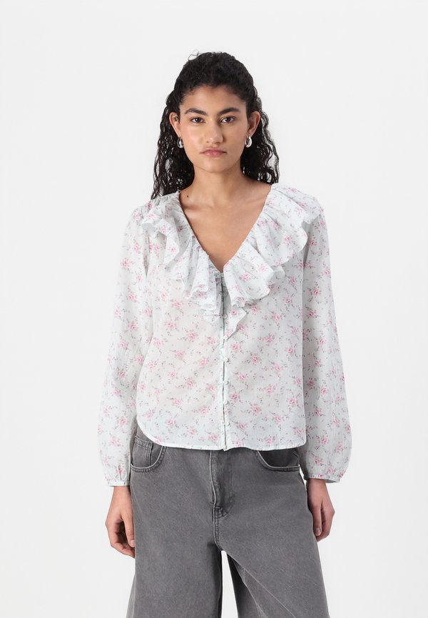 RUFFLE TRIM - Button-down blouse - mint