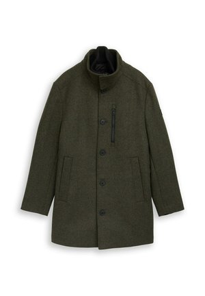 TOM TAILOR, Kurzmantel - dark black green herringbone