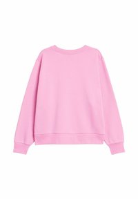 Rosa sweatshirt med långa ärmar, rund hals, ribbade manschetter och nederkant, tillverkad av mjukt material, med en slät yta och avslappnad passform.