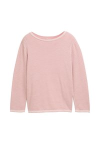 Rosa und weiße gestreifte Langarm-Pullover mit Rundhalsausschnitt und geradem Saum.