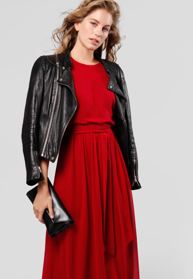 Vestido Rojo Cazadora Con Vestido Combinar Vestido Largo Cazadora