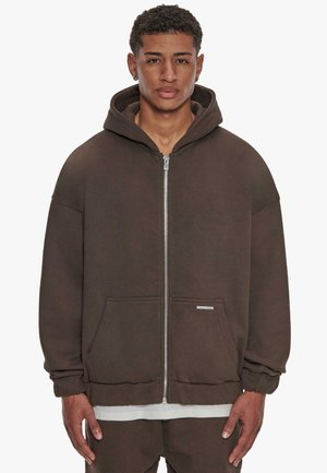 Bazix Republiq SUPER HEAVY BLANK  - Zip-up sweatshirt - chocolatebrown