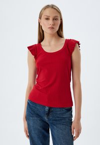 RUFFLED CUP SLEEVE - T-shirt con stampa - red