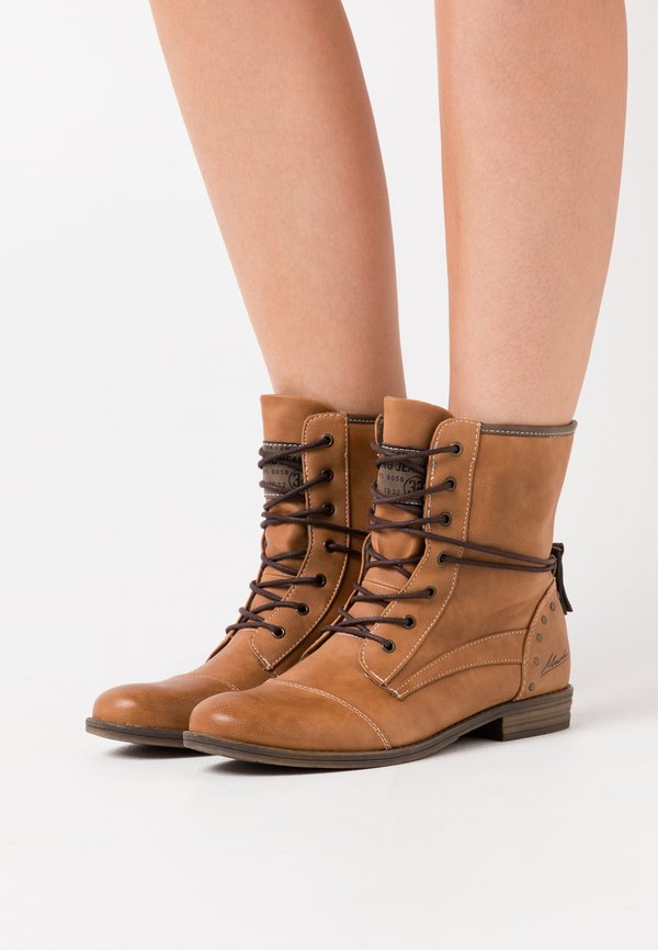 Schnürstiefelette - cognac
