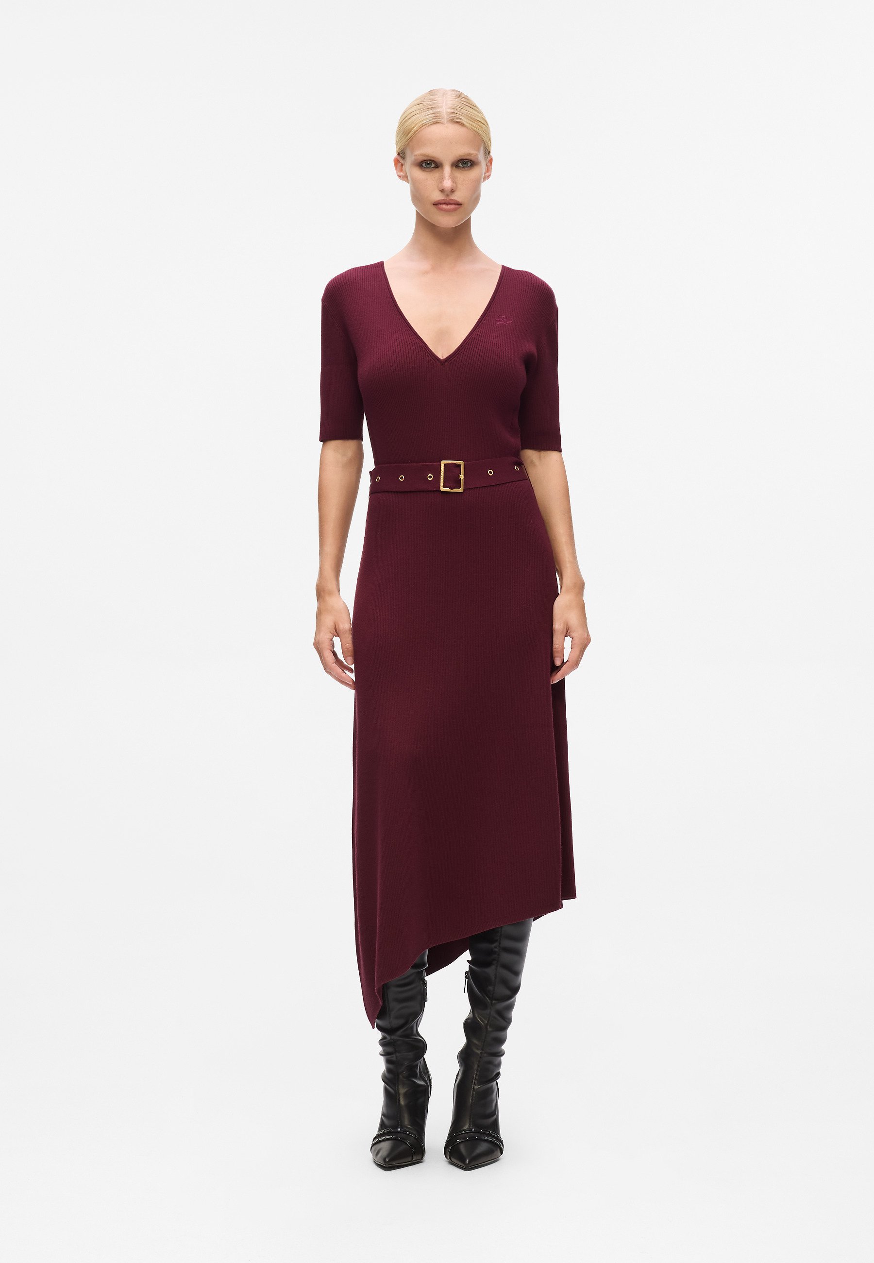 KARL LAGERFELD BELTED DRESS - Jumper dress - windsor burgundy/bordeaux -  Zalando.ie