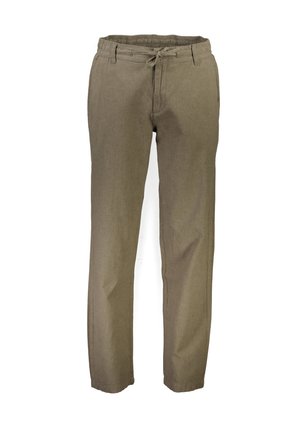 Lichte, taps toelopende broeken in een gedempte olijfgroene kleur, met een elastische tailleband met trekkoord en zijzakken.