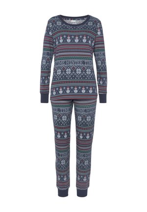 SET - Pyjama set - dunkelblau gemustert