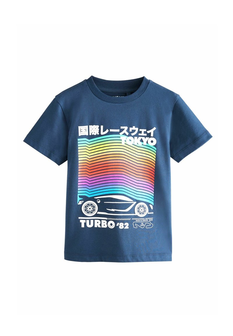 Next SHORT SLEEVE GRAPHIC STANDARD - Triko s potiskem - navy blue rainbow car
