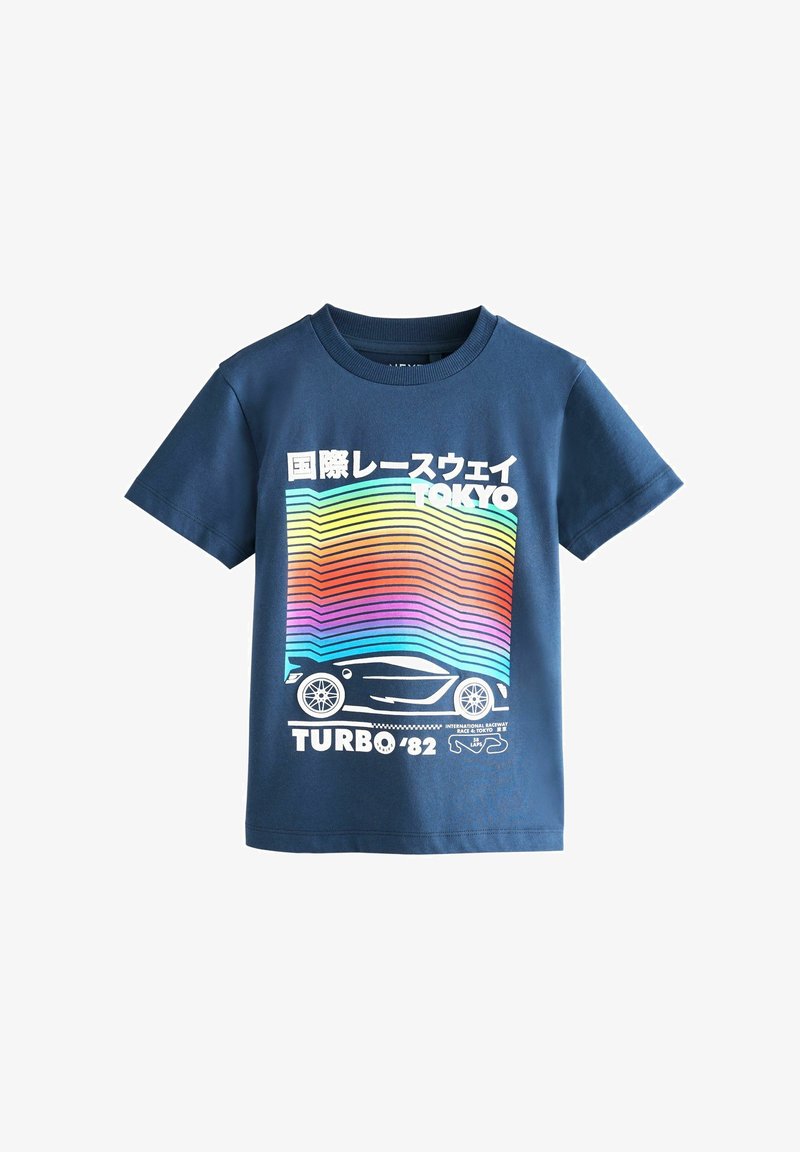 Next SHORT SLEEVE GRAPHIC STANDARD - Apdrukāts T-krekls - navy blue rainbow car