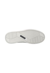 White rubber shoe sole with textured patterns and horizontal lines, featuring a small logo plate with the name "Josef Seibel."