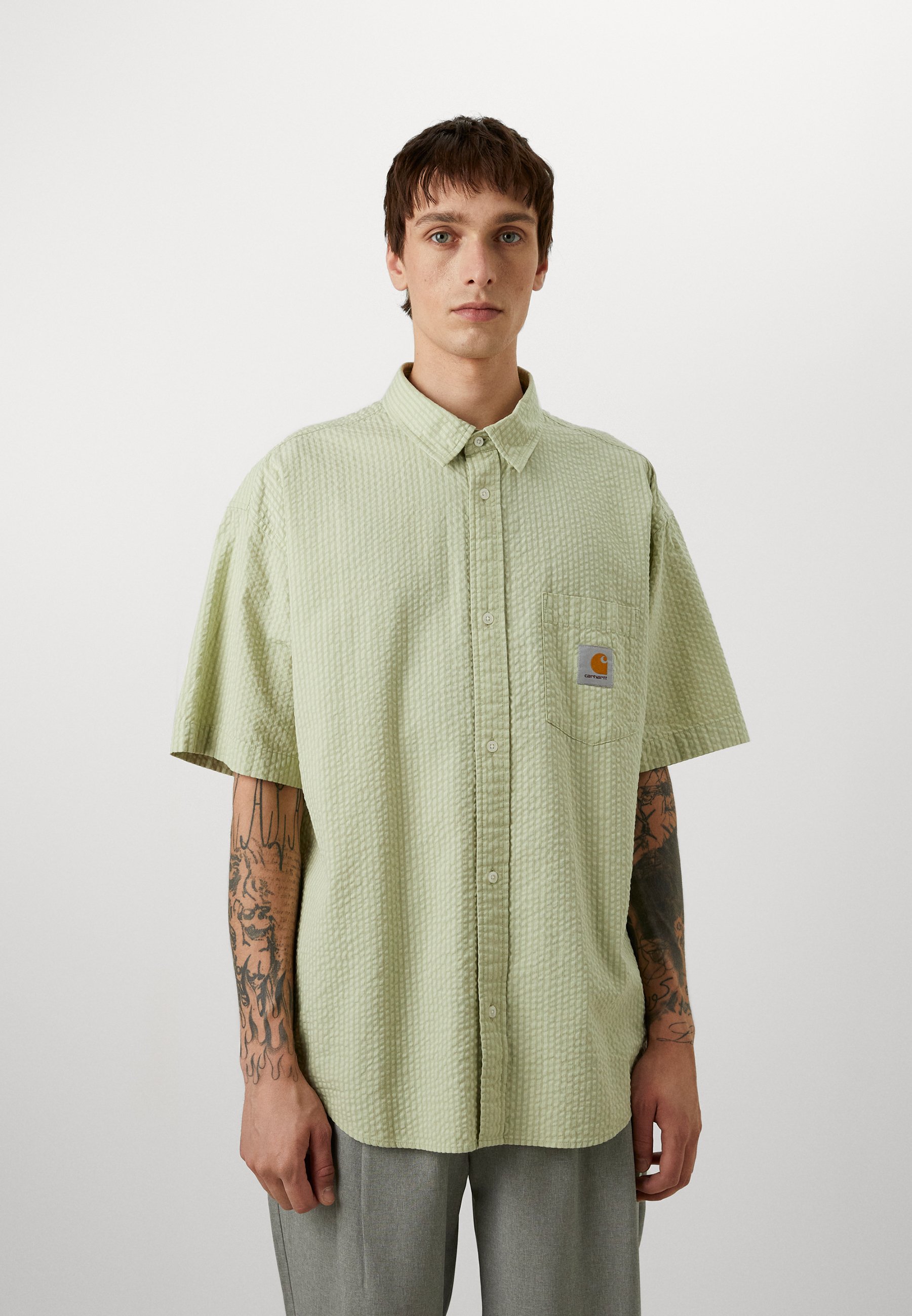 Carhartt WIP TOLAND SEERSUCKER - Camisa - pale olive/verde oliva