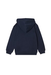 Marineblaue Kapuzen sweatshirt, weicher Stoff, gerippte Bündchen und Saum, klassischer Schnitt, verfügt über ein glattes, minimalistisches Design mit einer großen Kapuze.