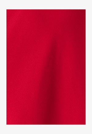 Sarkans audums, gluda tekstūra ar nedaudz matētu apdari. Viensmērīga krāsa bez redzamām rakstu vai detaļu. Vienmērīga krāsošana un maiga izskats.